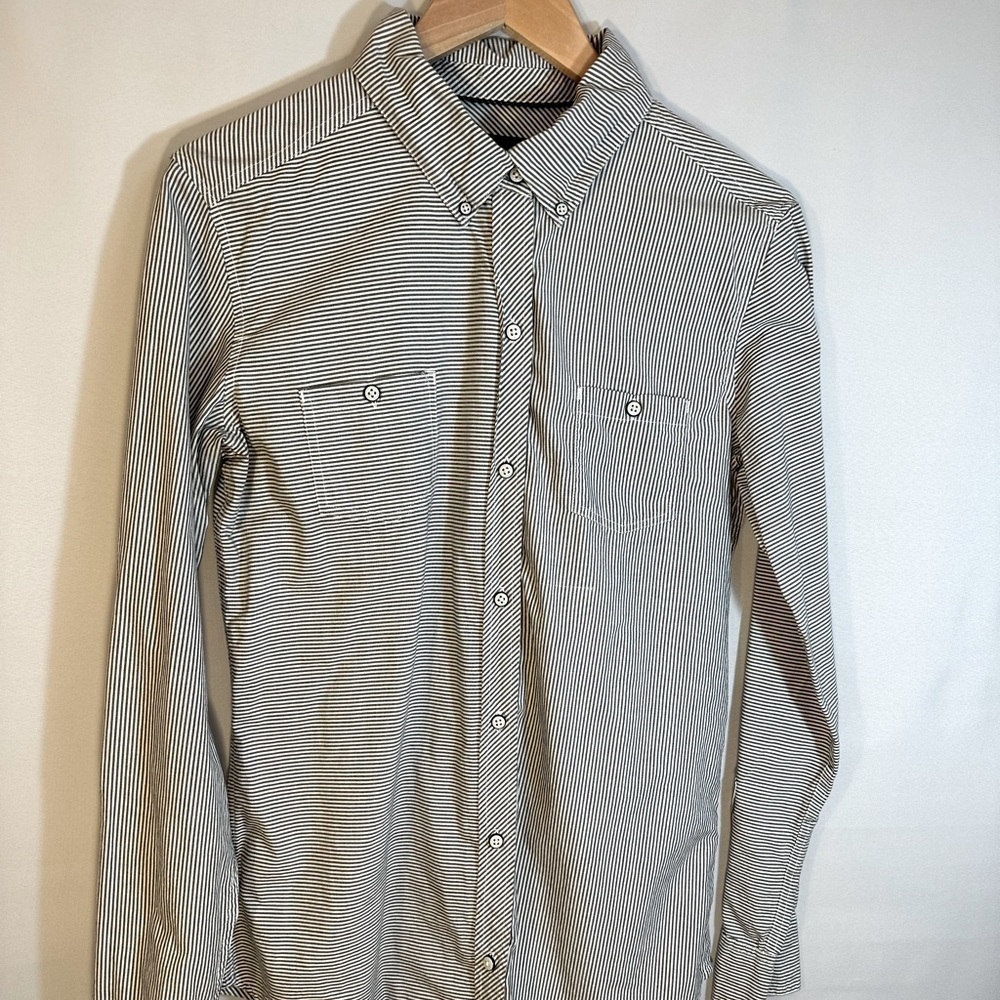 Vans Button Down Shirt Size L Long Sleeve Western Cowgirl Striped Black White